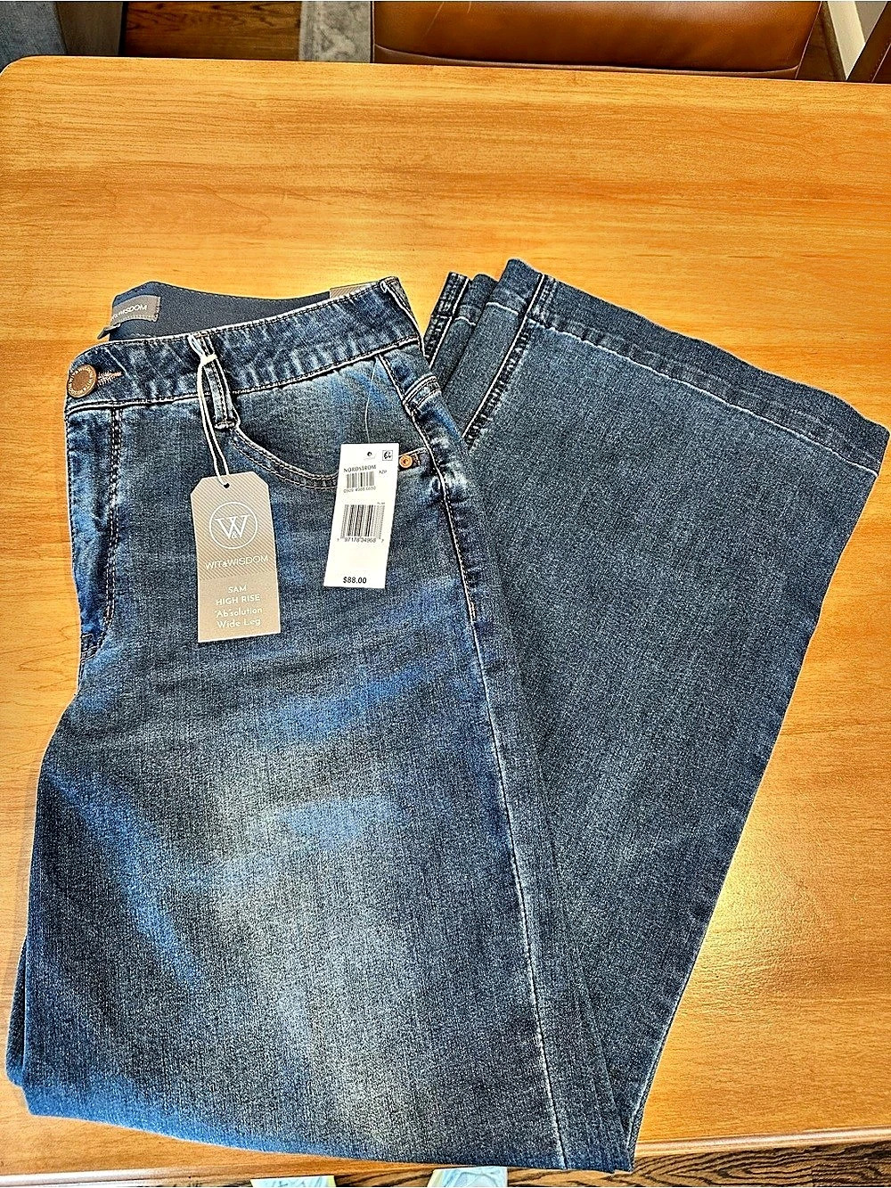 Wit & Wisdom SAM High Rise 'Ab'solution Wide Leg Wide Leg Jeans in Blue Waist 10